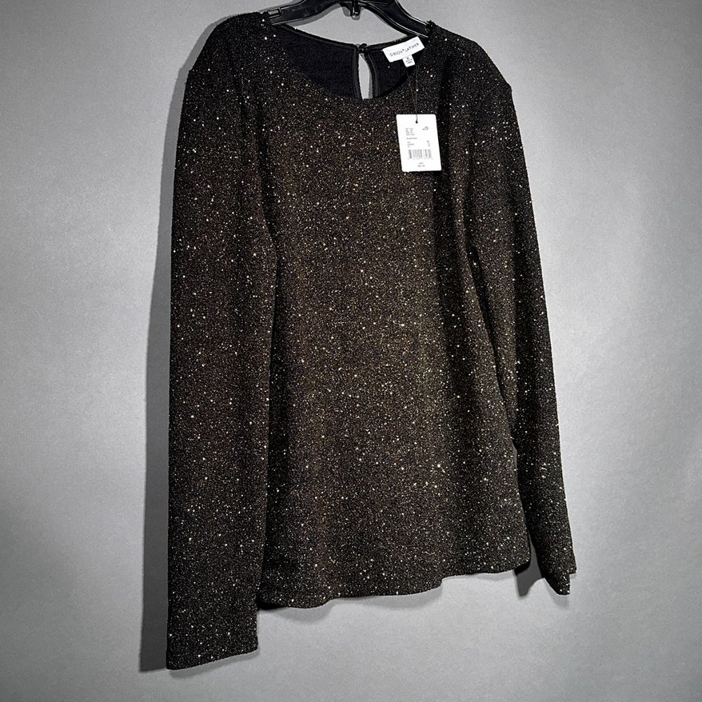 NWT Gibson Latimer‎ Stretch Black Gold Sparkle Top Size XL